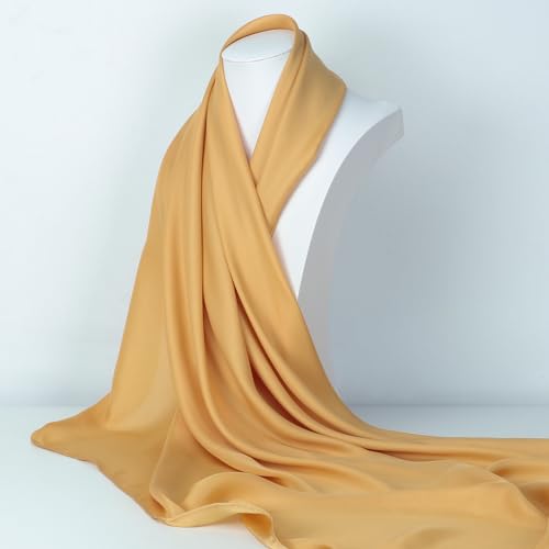RIIQIICHY 35 Inch Head Scarf for Women Hair Scarf Like Silk Scarf Square Scarf Bandanas for Women - color: Dark Yellow