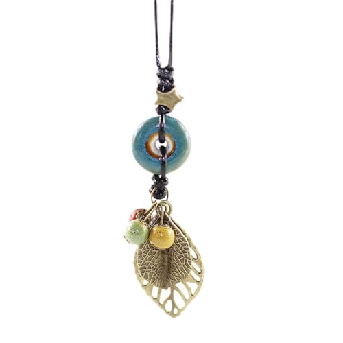 Pingyongchang H&Z Bohemian Colorful Ceramic Beads Lariat Necklace, Hippie Moon Stars Ceramic Tassel Beaded Jewelry Gifts for Women - color: blue