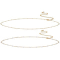 Kyerlyn Body Chain for Women 14K Gold Plated Waist Beads Chain Gold Belly Belt Cuban Layered Body Chains Waterproof Adjustable Sexy Bikini Beach Body Jewelry Daily Belts Gifts for Women 26.5-33Inch - style: Pearl + Satellite