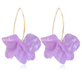 Exaggerated Bohemian Resin Rose Flower Petal Dangle Drop Earrings Long Acrylic Tiered Floral Tassel Earring for Women - color: Pearl Purple