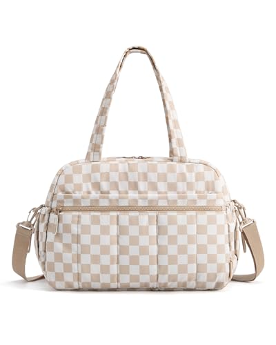 BAGSMART Gym Bag for Women, Duffle Bag for Travel with Wet Pocket, Lightweight Carry on Weekender Duffel, Water Resistant - color: Retro Checker, size: Medium