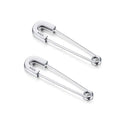 CHIC & ARTSY 925 Sterling Silver Safety Pin Earrings - Lightweight Comfortable Punk Paperclip Cartilage Hoop Earrings, Trendy Industrial Style Jewellery for Women and Men - color: White