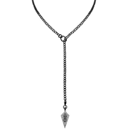 18K Gold Plated Knight's Shield Slip Chain for Women - color: Black, size: 27''