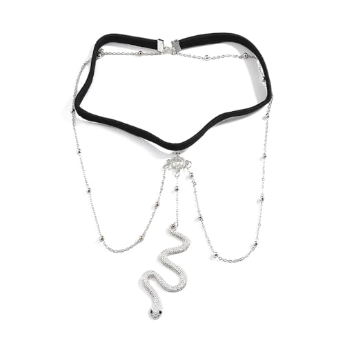 Snake Leg Chain for Women, Sexy Serpent Charm Thigh Garter, Summer Bikini Skirt Beach Party - style: A snake silver