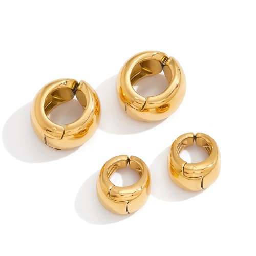 Ear Cuffs Non Piercing - Chunky Gold Ear Cuff Clip on Cartilage Earrings Non Tarnish Fake Earrings No Pierced Fashion Accessories Trendy Gold Jewelry Gifts - style: Gold-Middle