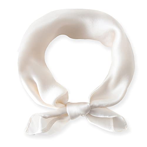 Ciormis 100% Mulberry Silk Scarf-Women's 21''/27''Square Silk Hair Head Scarf Neckerchief with Gift Packaged - color: 21''x 21''-style 05-ivory