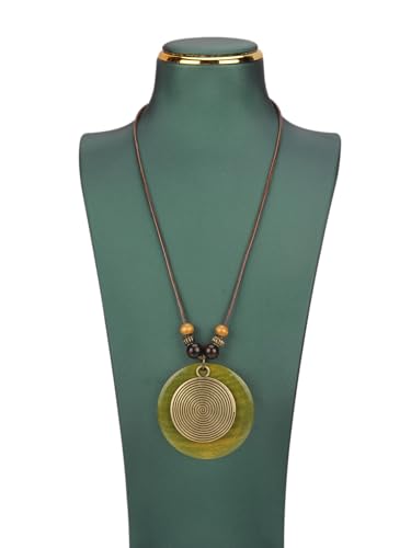 Bohemian Necklaces for Women Long Leather Necklace with Large Pendant Chunky Boho Hippie Jewelry Pendant Chocker Necklace - style: Boho Style Necklace
