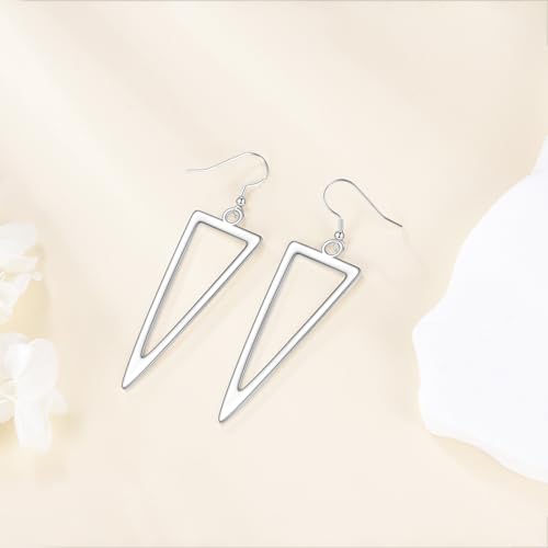 POPLYKE Sterling Silver/Rose Gold/Gold Plated Large Hoop Earrings Circle Dangle Drop Earrings for Women 40 50 60 70 80mm - color: Triangle, size: 50mm