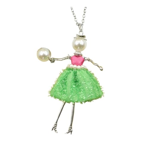 Crystal Paris Doll Necklace for Women, Handmade Cute Dress Long Chain Pendant Necklace Prom Costume Jewelry - style: 06
