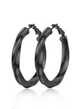 FindChic Twisted Hoop Earrings for Women, Silver/Black/14K Gold Plated Hypoallergenic Hollow Tube Rounded Loop Earrings, 30mm/40mm/60mm/80mm Hoops with Custom Name Options and Gift Box - color: a.Black, size: 40MM