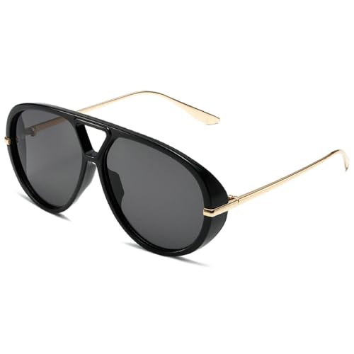 Trendy Oversized Pilot Sunglasses Women For Men Round Sun Glasses Vintage Big Frame Shield Shades Men Punk Sunglasses - color: C1