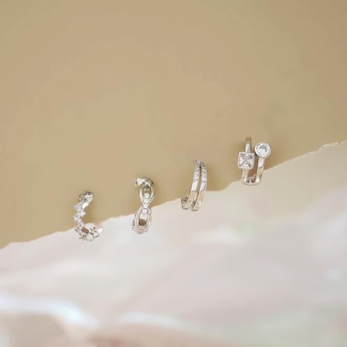 CHIC & ARTSY 925 Sterling Silver Ear Cuffs for Women, Non Piercing Clip On Cartilage Cuffs, Adjustable Fake Conch & Helix Earrings, Gold Plated & Oxidized Various Styles - color: ear cuff #9