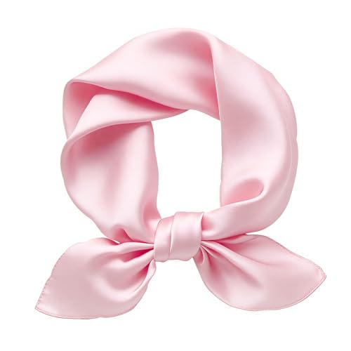 Ciormis 100% Mulberry Silk Scarf-Women's 21''/27''Square Silk Hair Head Scarf Neckerchief with Gift Packaged - color: 21''x 21''-style 21-pink