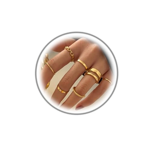 Simple Knuckle Rings Set for Women,Vintage Stackable Joint Finger Midi Rings Dainty Cute Rings Pack Festival Jewelry - color: B-Gold