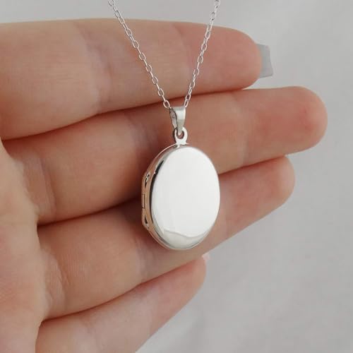 FashionJunkie4Life Sterling Silver Oval Locket Necklaces for Women, 18" Cable Chain - style: Small Simple