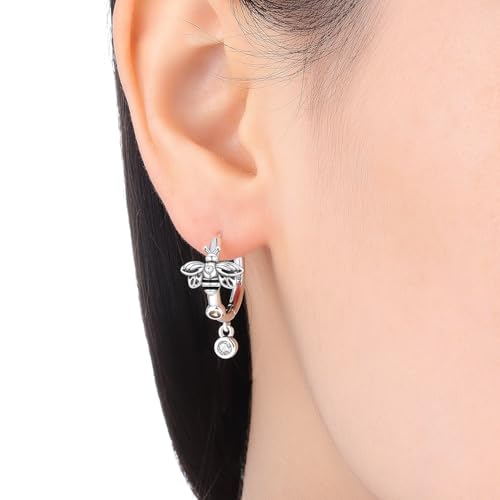 925 Sterling Silver Dangle Earrings for Women, Butterfly&Bee Animals Design, Hypoallergenic Jewelry gifts - color: Bee daisy earrings