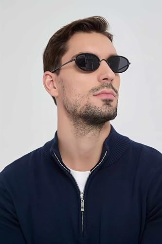 boten Retro Oval Sunglasses for Women 90s Small Gold Frame Sun Glasses Lightweight Cute Chic Sunnies - color: Black Frame-grey Lens
