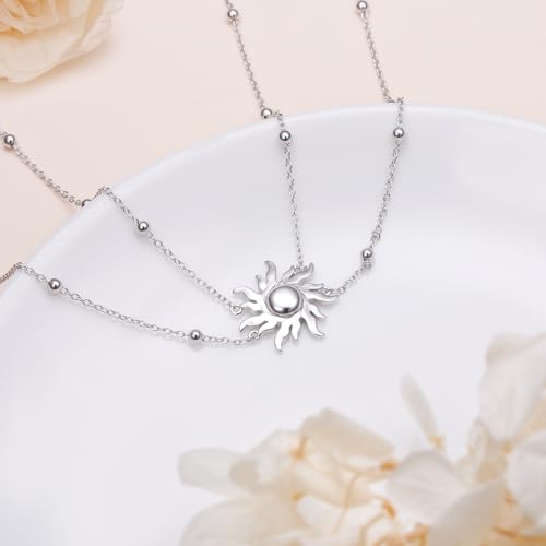 Waist Chain for Women,S925 Sterling Silver Body Chain Layered rope Waist Chains Sexy Bikini Beach Beads Chain Summer Waterproof Body Jewelry Adjustable 30-38 Inch - style: Sun