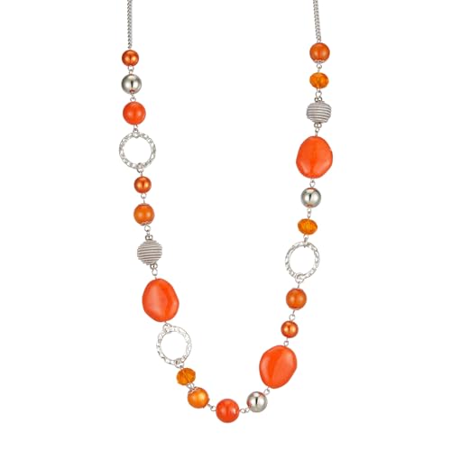 PEARL&CLUB Long Beaded Necklaces For Women - Sweater Chain Fashion Jewelry Necklace Gifts For Women - color: 23-Orange