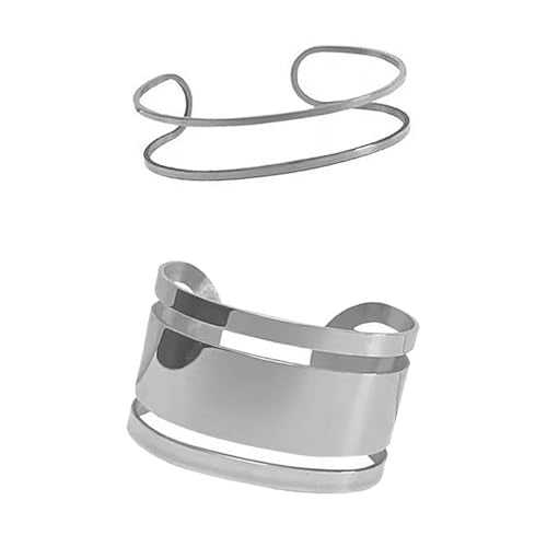 Gothic Leather Arm Band, Adjustable Upper Arm Strap with Metal Ring,Armlet Black - color: Silver
