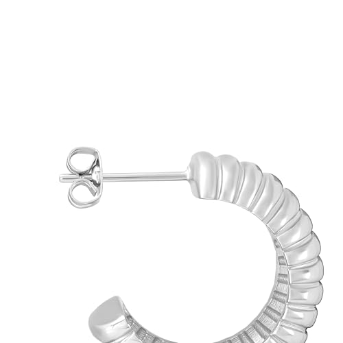 Amazon Essentials Plated Tailored Hoop Earrings - color: Silver, size: L: 0.88" X W: 0.49"
