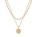 Yoosteel Layered Initial Necklaces for Women Trendy - 14K Gold-Plated Dainty Layering Paperclip Chain Coin Initial Necklace Jewelry Gifts for Women Mom Wife Teen Girls - color: Gold, style: P