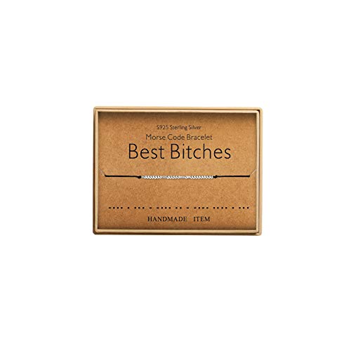 KGBNCIE Inspirational Gifts for Women, Morse Code Funny Gifts Bracelets for Women, S925 Sterling Silver Morse Code Bracelets Friend Gifts - style: 5-Best Bitches