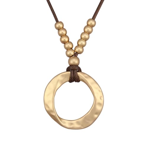 Leather Necklace for Women Vintage Boho Necklaces Black Cord Choker With Pendant Casual Chunky Leather Necklace Trendy - style: Large Pendant Necklace