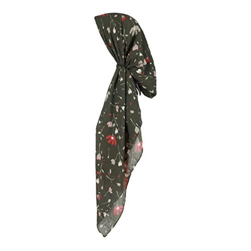 Pretied Head Scarves for Women Featuring Lightweight Crimped Material and Attractive - color: Floral Olive