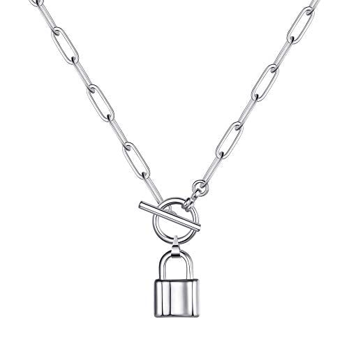 Turandoss 14K-Gold-Plated Necklaces for Women - Lock Evil Eye Medallion Vintage Coin Necklace Bee Sun Moon Shell Chain Necklace Layered Paperclip Chain Necklaces for Women Jewelry Gifts - style: "Triangle&Bar&Hammered Disc