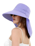 LA CARRIE Women Sun Hats Breathable Wide Brim UV Protection UPF 50+ with Neck Flap Hat for Summer Beach - color: Purple