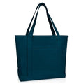 DALIX 20" Solid Color Cotton Canvas Shopping Tote Bag in Navy Blue - color: Navy Blue