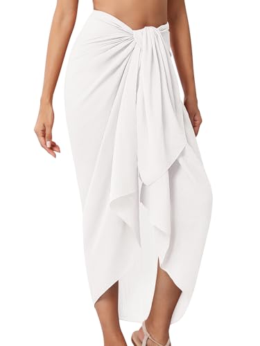 QIANXIZHAN Women's Swimsuit Cover Up,Beach Sarong Wrap Bottom Coverup for Women Short Skirt - color: 1white