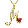 Birthday Gifts for Women 18k Gold Initial Necklaces for Women Simple Alphabets Letters with Birthstone Pendants Name Jewelry Anniversary Wedding Gifts for Sister Daughter Her (with Gift Box) - color: 01-Jan-Garnet, style: Letter M