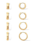 PAVOI 18K Gold Plated 925 Sterling Silver Posts Small Hoop Earrings for Women - Trendy Geometric Plain Chunky Huggie Earscape Piercing Pack - Hypoallergenic Everyday Gold Hoop Earrings Set - style: 4-Piece Set