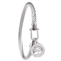 Gold Tree of Life Bangle Bracelet for Women, 18K Gold Plated Stainless Steel Double Layer Spring-Open Bangle, Meaningful Dainty Jewelry Gift - color: SLIVER-2