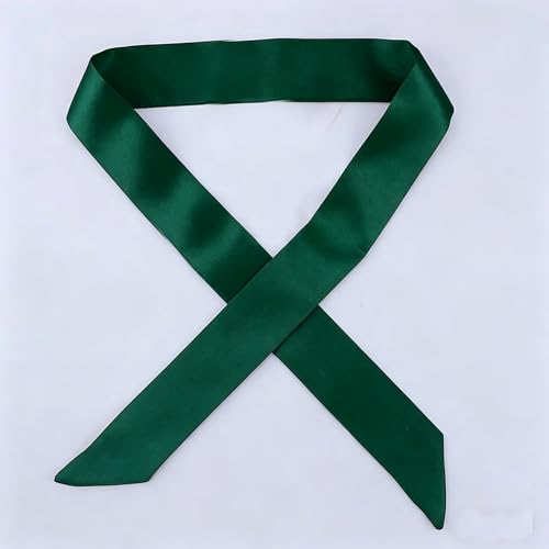 10 Pcs Long Thin Small Skinny Scarf Satin Neck Tie Ribbon Choker for Women Girls - color: Dark Green