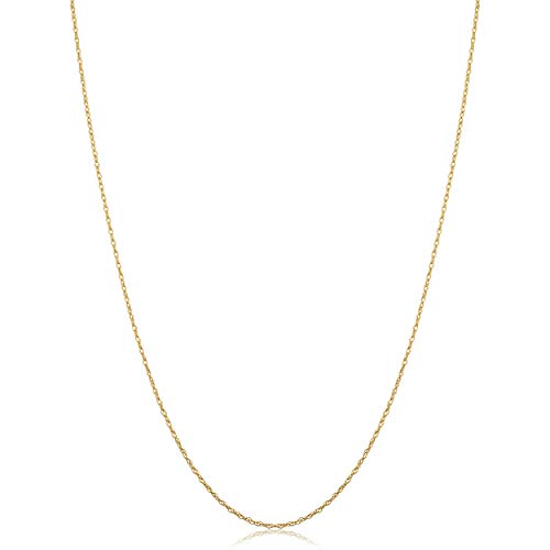 Kooljewelry Womens Classic Rope Chain - 10k Yellow Gold Barely-There Necklace, Thin Lightweight - size: 16 inch, style: 0.7 mm wide