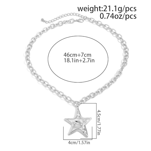 Chunky Necklace for Women Big Star Necklaces for Women Trendy Large Statement Necklace Thick Chain Bold Chunky Jewelry Star Accessories Boho - style: 3 - S