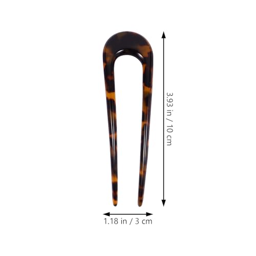 DOITOOL 4pcs U-shaped Acetate Double Prong Hair Pins Hair Fork Bun Holder Clips for Women with Mixed Colors