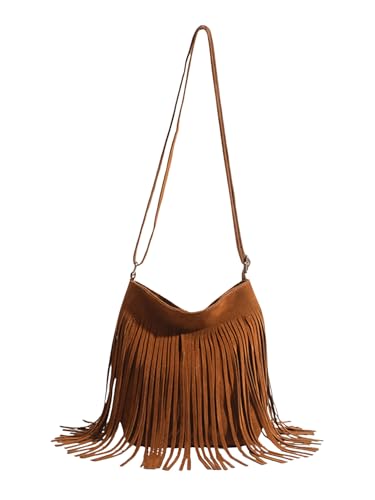 SweatyRocks Women's Fringe Western Crossbody Bags Tassel Shoulder Purses - color: Brown