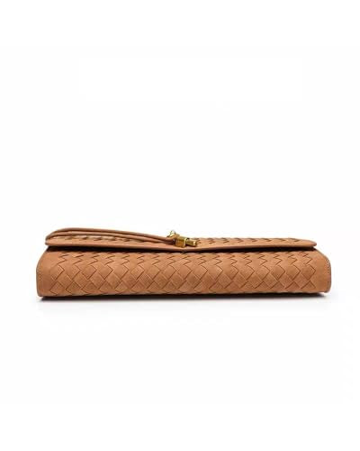 NEWBELLA Handwoven Women's Clutch Purse, Crossbody Bag with Adjustable Strap for Evening & Casual Use - color: Matted Brown