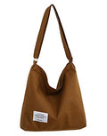Covelin Women's Retro Large Size Canvas Shoulder Bag Hobo Crossbody Handbag Casual Tote - color: Brown