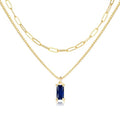 Dainty Gold Charm Necklaces for Women Non Tarnish, 14K Trendy Blue Green Cubic Zirconia Emerald Pendant Birthstone Necklaces Birthday Gifts for Women Waterproof Jewelry - color: 09-September(Sapphire)