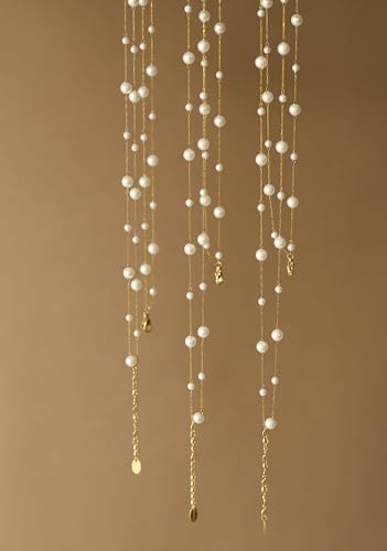 Pearl Necklaces for Women, Dainty Layered Pearl Choker Necklace, Handmade Elegant Gold and Pearl Necklace for Statement Jewelry