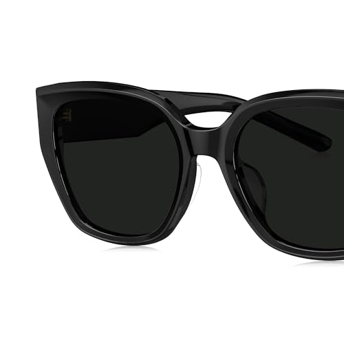 BOLON Women Trendy Cat Eye Polarized Sunglasses, Exclusive Eyewear Brand of EssilorLuxottica - color: Shiny Black/Grey Polarized Small