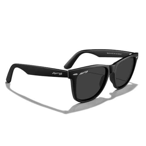 MERRY'S Classic Square Shape Polarized Sunglasses for Womens Mens Retro Designer UV400 Sun Glasses S6140 - color: Matte Black Frame/Black Lens