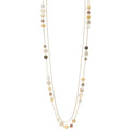 FULU AUTUMN Boho Gold Long Necklaces for Women Natural Stone Beaded Layered Long Necklace Mothers Day Gifts Dainty Flower Costume Jewelry for Women - color: Camel