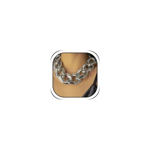 Long tiantian Chunky Gold Necklace Stack Chain Necklaces for Women Statement Layered Paperclip Choker Necklaces Statement Necklace for 80s 90s & Night Out Outfits Paperclip Style Fashion Jewelry - color: B1：Silver-Chain