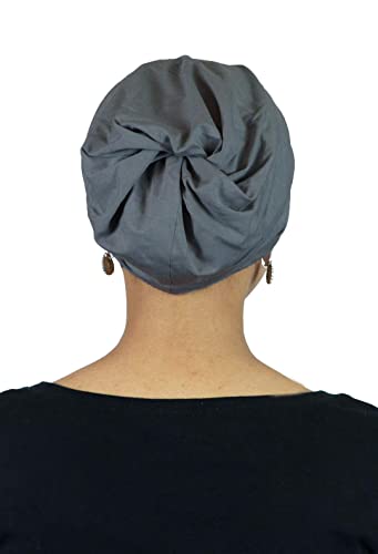 Hats Scarves & More Bamboo Slouchy Beanie for Women Chemo Headwear Moisture Wicking Cancer Turban Head Wrap Snood - color: Dark Grey